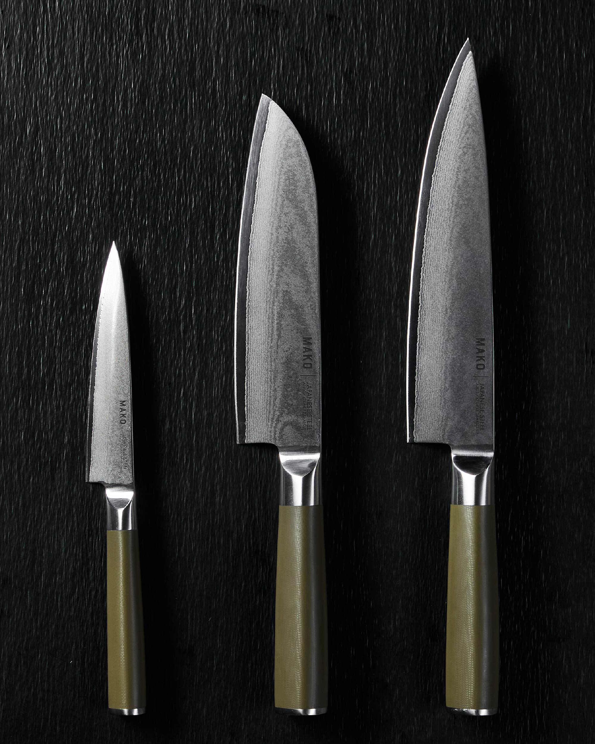 MAKO Japanese Steel Knife Set Olive Green