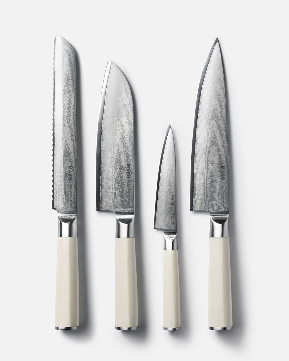 MAKO Japanese Steel Knife Set of 4 - Cream In Drawer