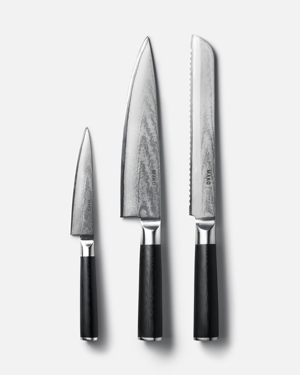 【kazu-mako-omi★プロフみてね】 BLACK TOKYO MAKO Japanese Steel Knife Trio - Black – CookDineHost