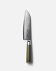 MAKO Japanese Steel Olive Green 7″ Santoku Knife in white background vertical alignment tip upwards
