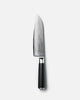 MAKO Japanese Steel Black 7″ Santoku Knife white background vertical alignment tip upwards
