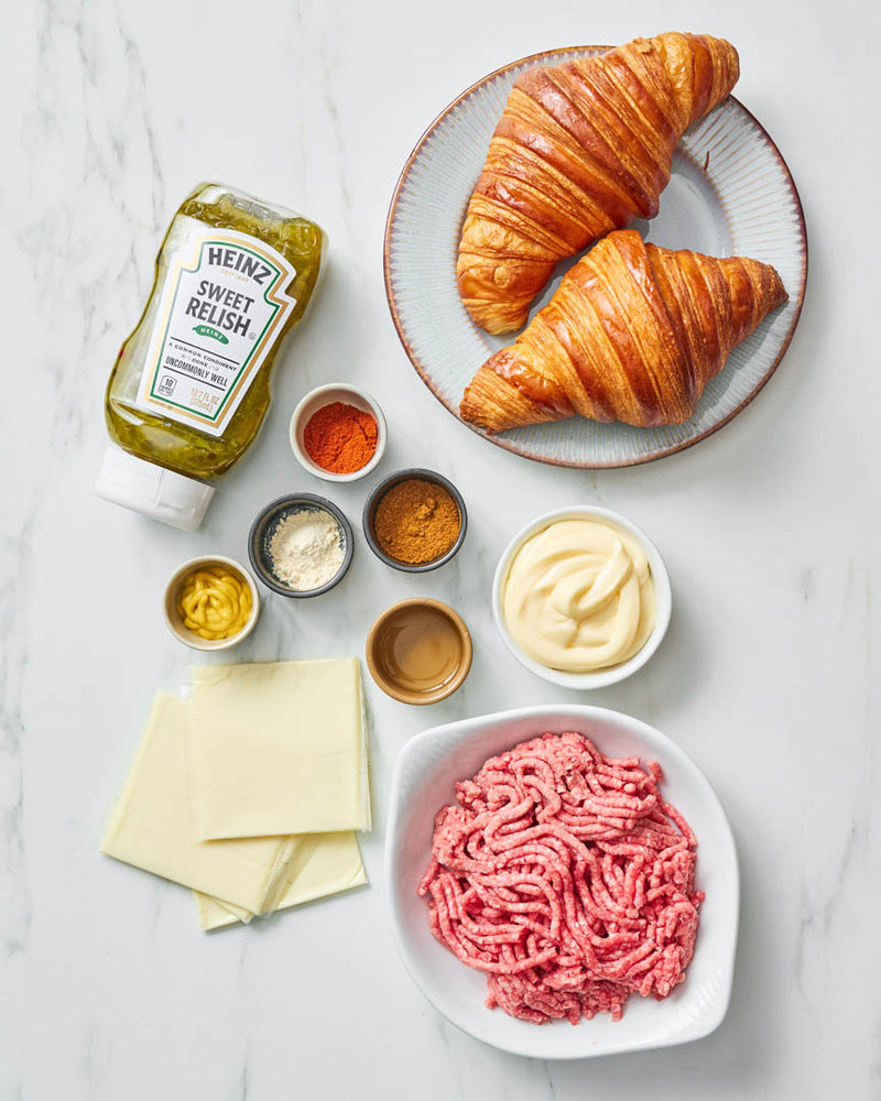 Smashed Croissant Burgers