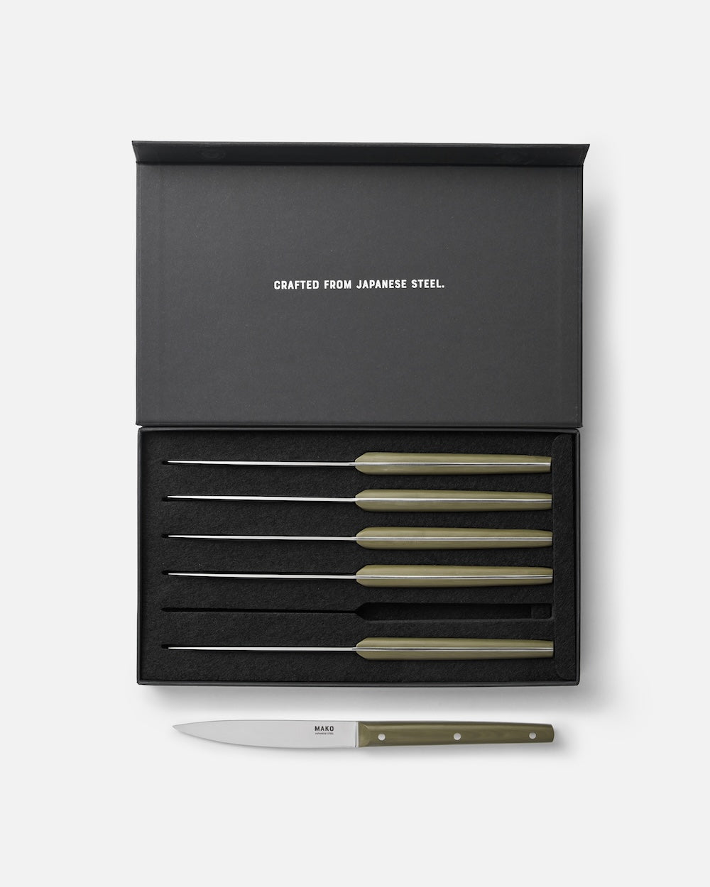 MAKO Steak Knife Set of 6 - Olive Green in box presentation and gifting style