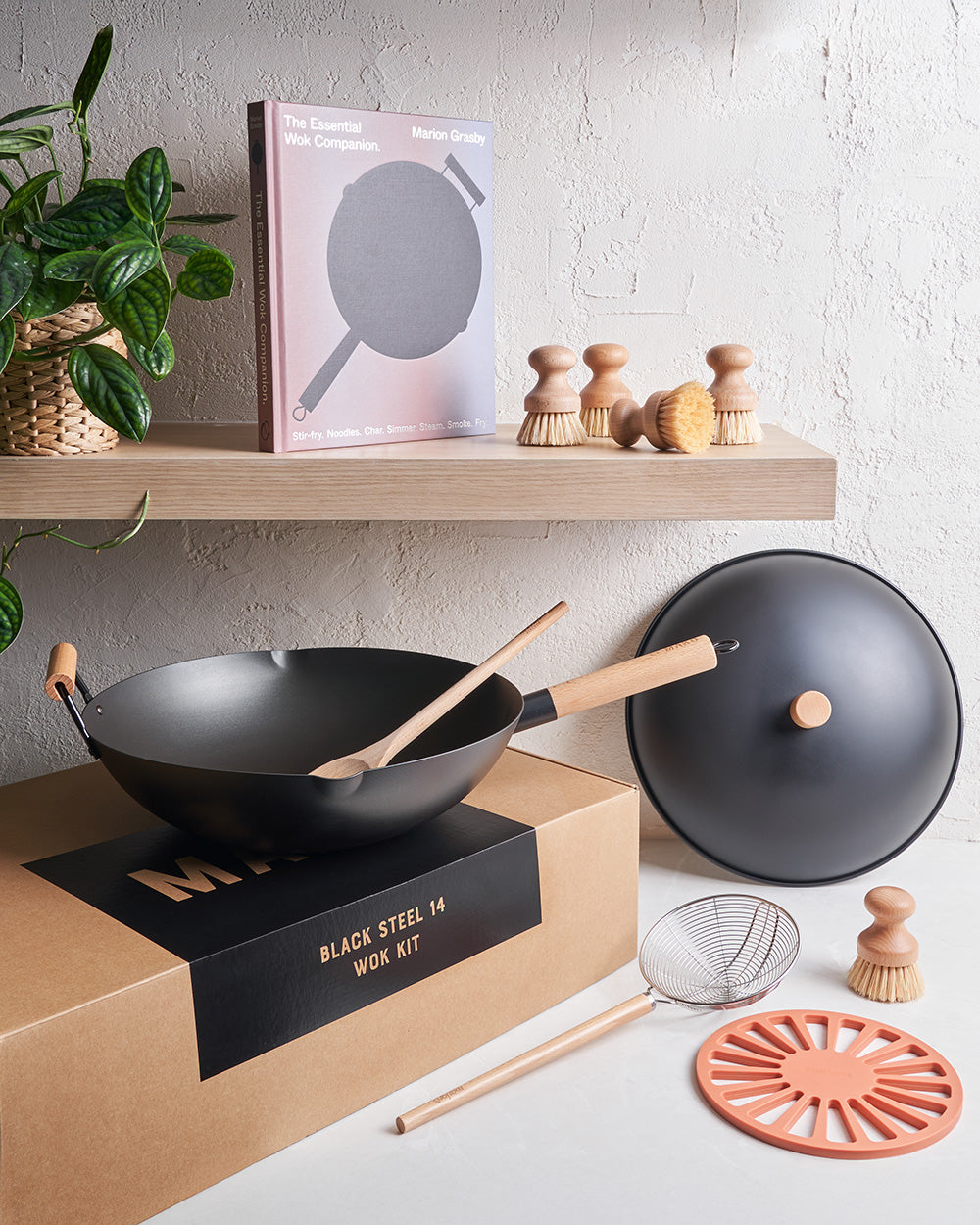 MAKO Black Steel 14 Wok Essentials Set