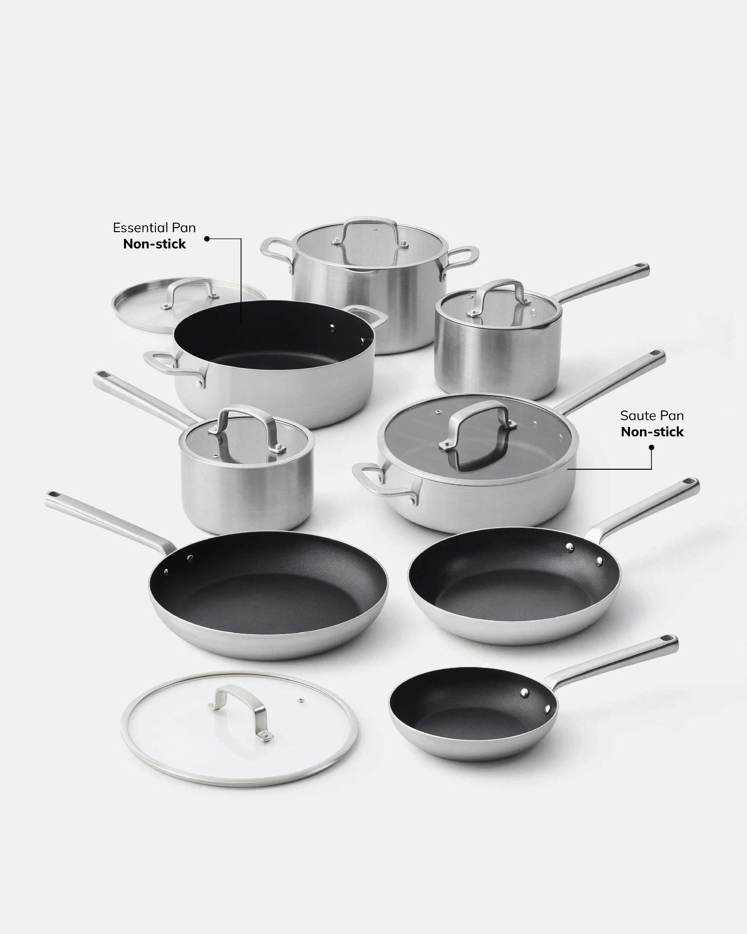 MAKO 5-Ply Chefs Set (9-Piece) - Non-Stick Essential & Saute Pans highlighted CookDineHost
