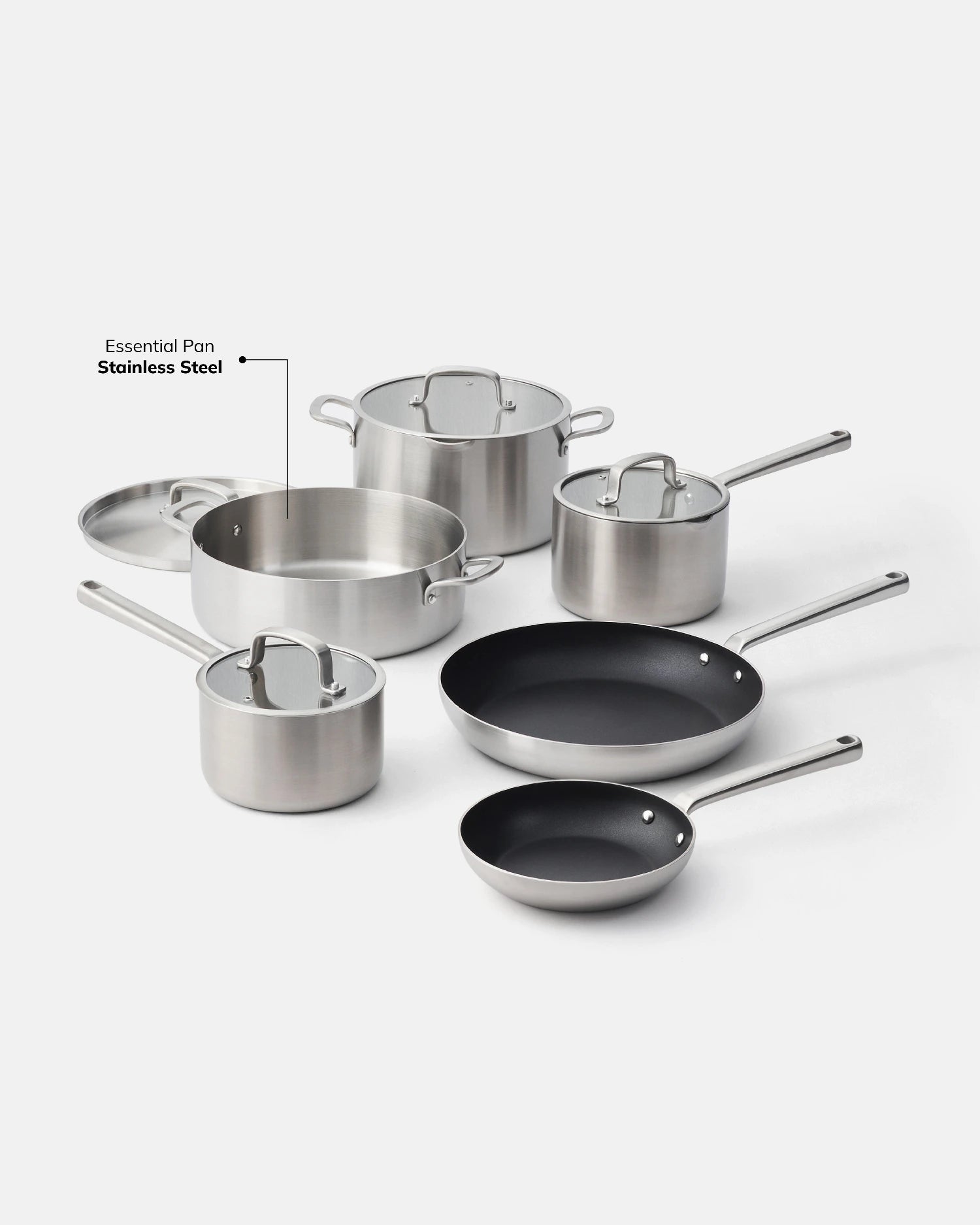 MAKO 5-Ply Signature Set (6-piece) Stainless Steel Essential Pan highlighted in set CookDineHost