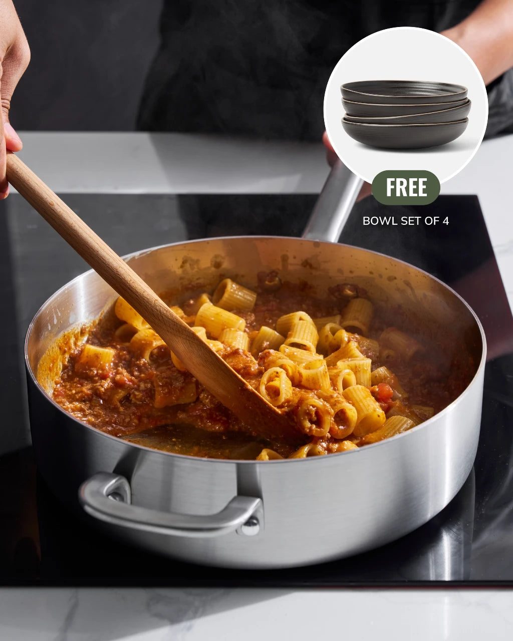 MAKO 5-Ply Stainless Steel Saute Pan - Charcoal Anaya Bowls Offer CookDineHost