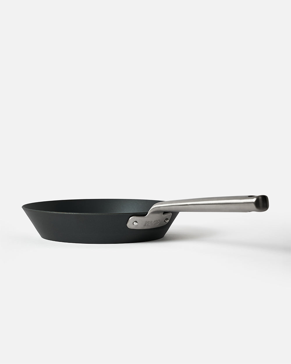 Nonstick mini sear pan with stainless steel handle on white background