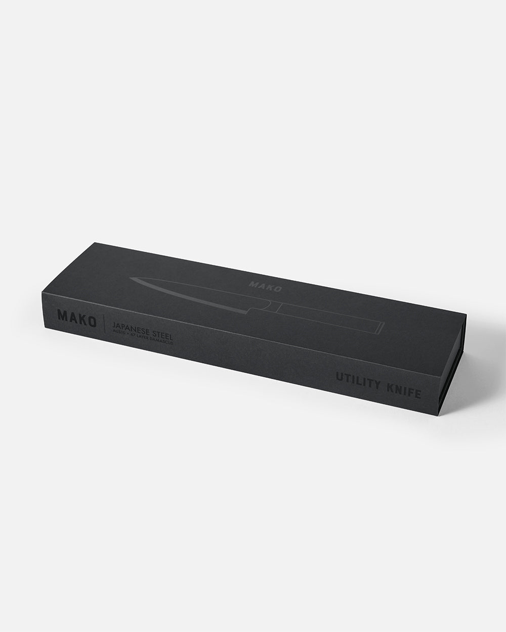 Black box for MAKO Japanese steel utility knife on a white background