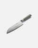Mako Santoku kitchen knife with Japanese steel blade and olive green handle by Marion Grasby