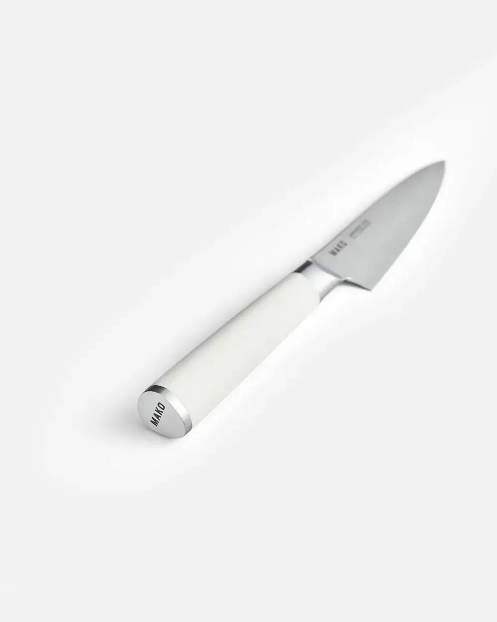 MAKO utility kitchen knife with cream handle, stainless steel blade, minimalist design by Marion Grasby