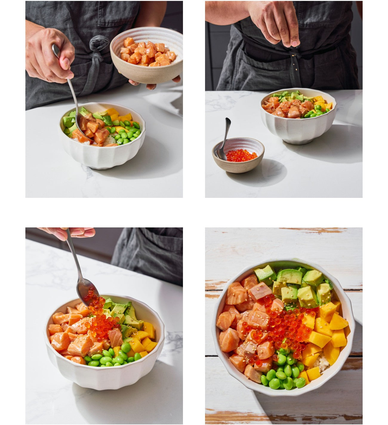 Salmon Poke Bowl Finish and serve Desktop Collage CookDineHost