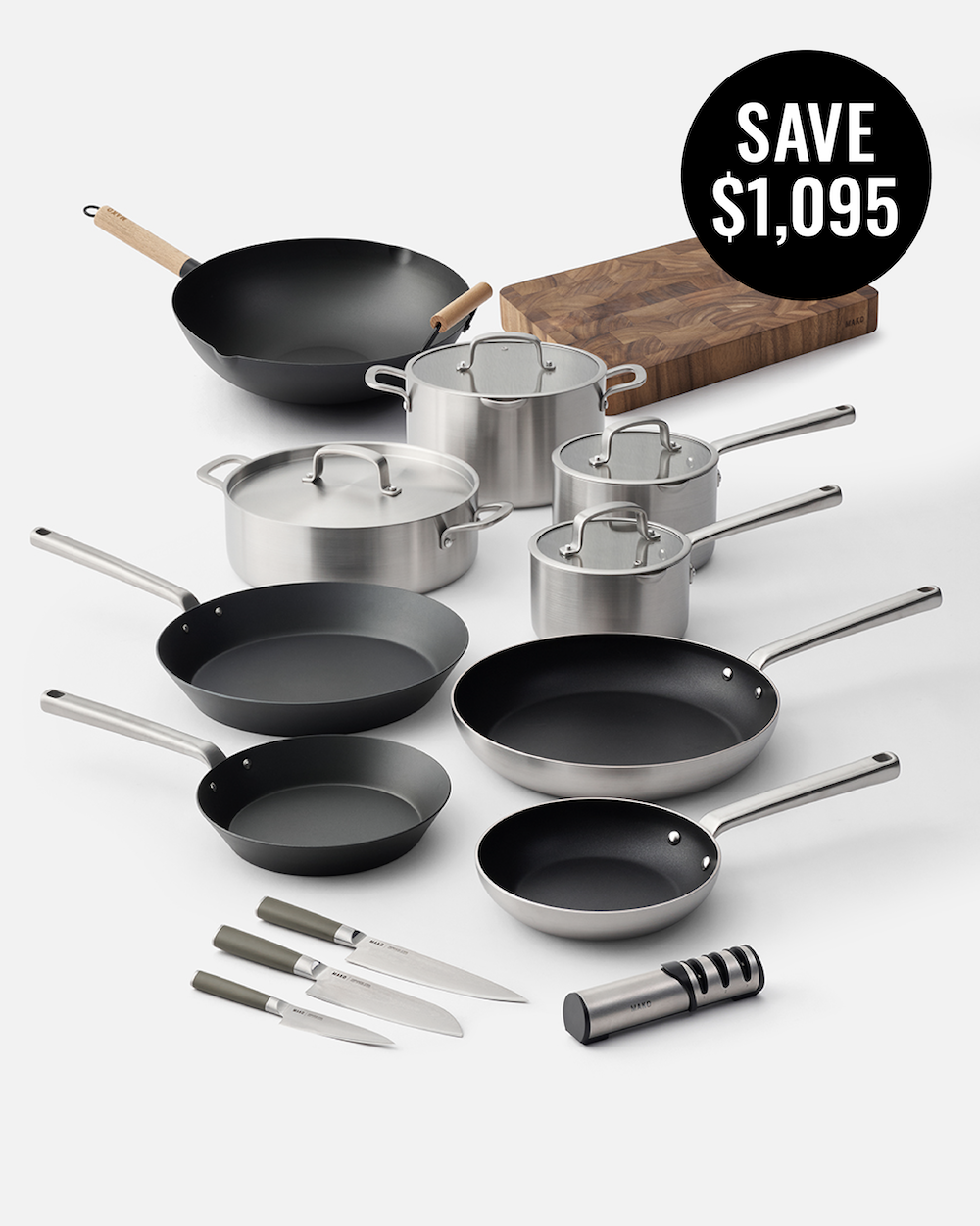 MAKO Ultimate Kitchen Upgrade Set (14 Piece Set) - Olive Green Knives SAVE $1095