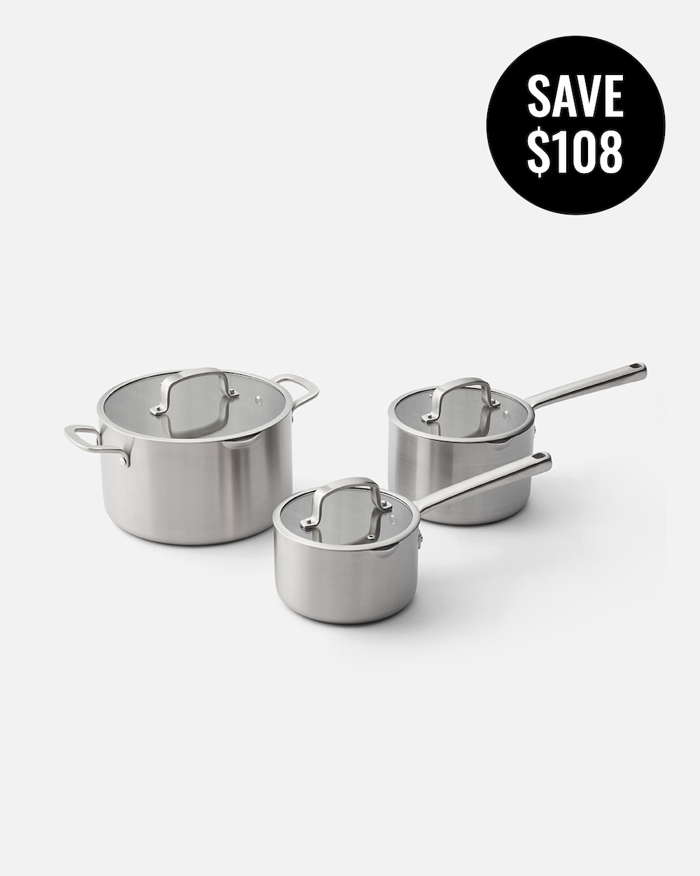 MAKO 5-Ply Stainless Steel Saucepan Set (3-piece) Save $108