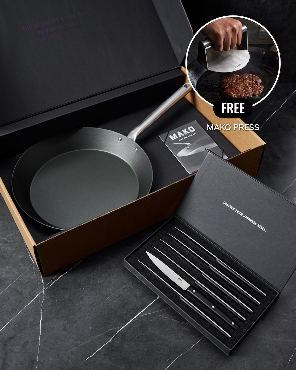 MAKO Steak Pan & Steak Knife Set Free MAKO Press