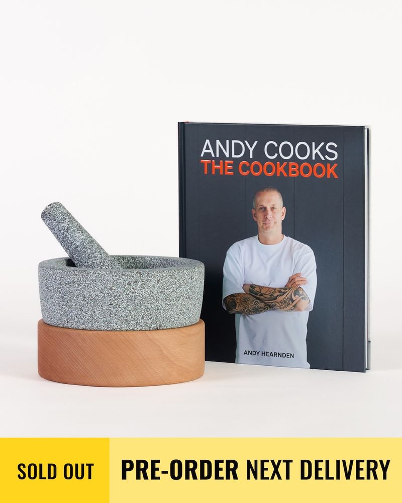 ANDY COOKS : THE COOKBOOK & Mortar and Pestle - CookDineHost