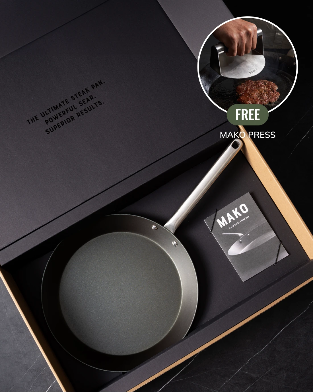 MAKO Black Steel Steak Pan CookDineHost