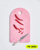 Asoke pink recycled chopping board with red chillies and knife, CookDineHost by Marion Grasby