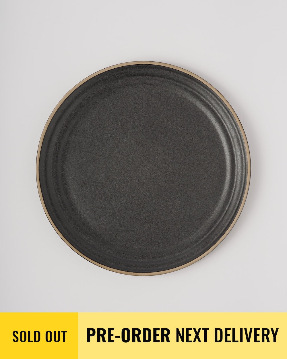 Anaya Charcoal Dinner Plate Set of 4 featuring a matte charcoal grey stoneware dinner plate with natural clay rim, showcasing modern minimalist design, textured surface, and durable handcrafted construction against light grey background