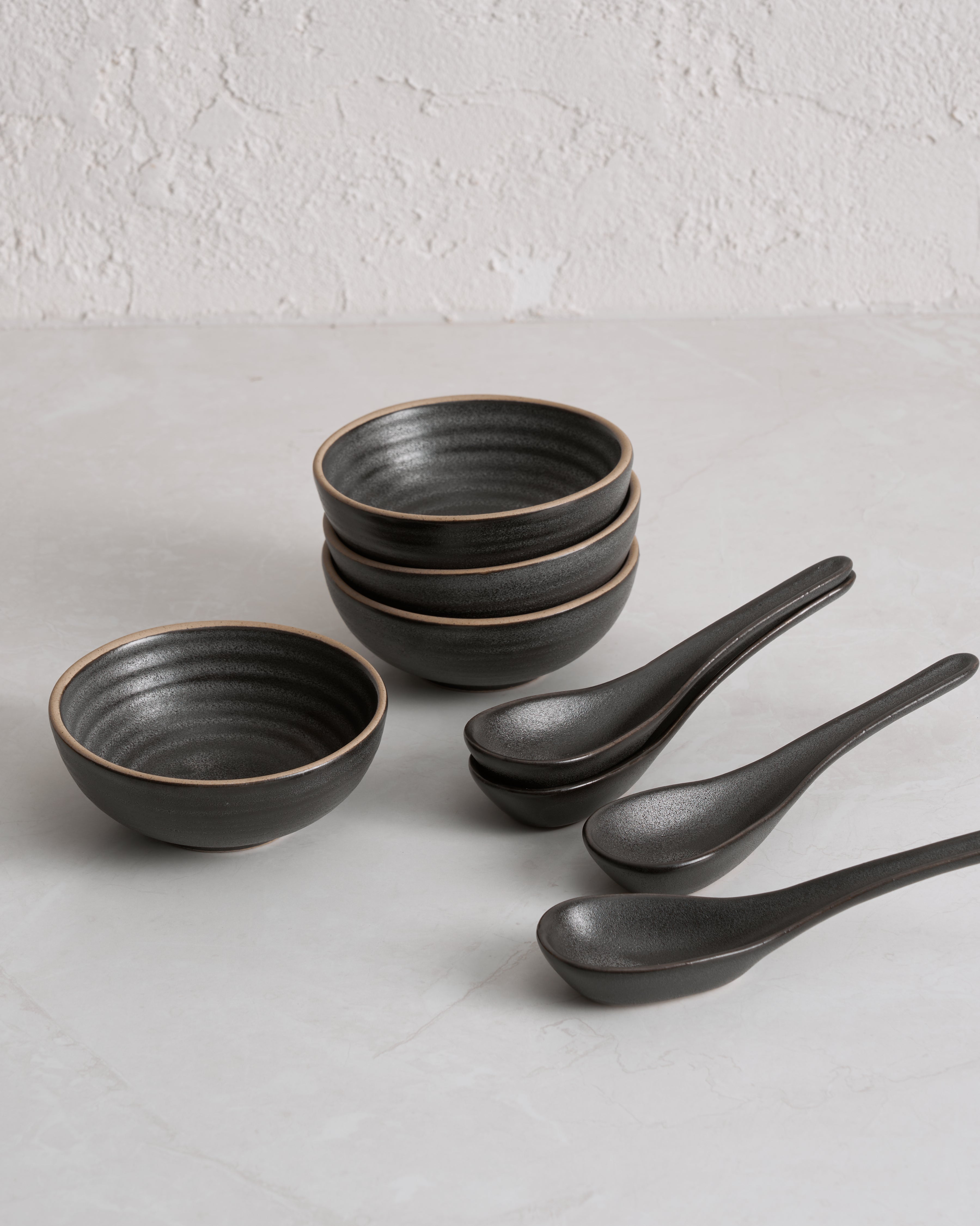 Anaya Charcoal Mini Bowl & Spoon Set - CookDineHost