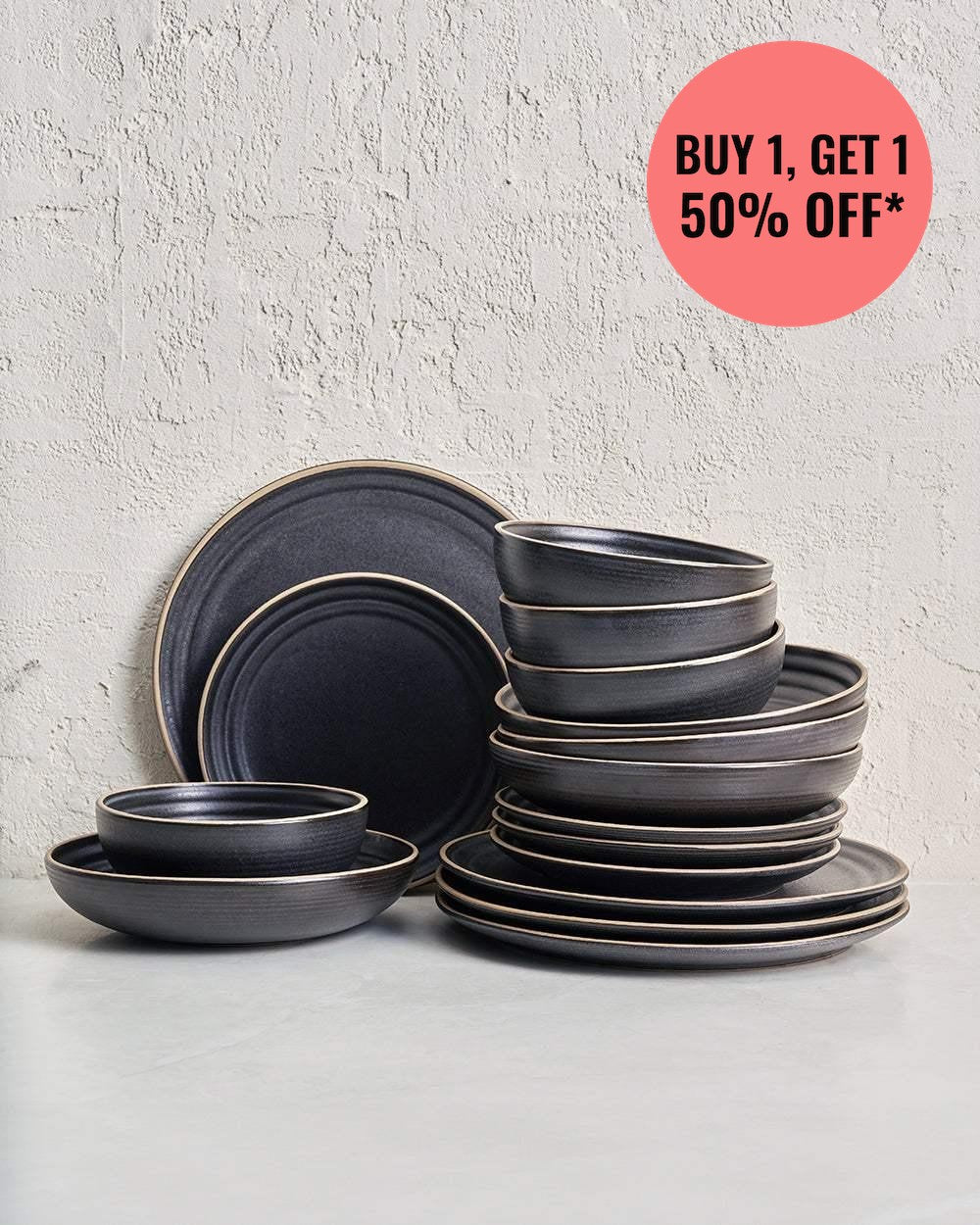 Anaya Charcoal Pasta Lovers' Dinnerware Set (16 Piece) buy one get one