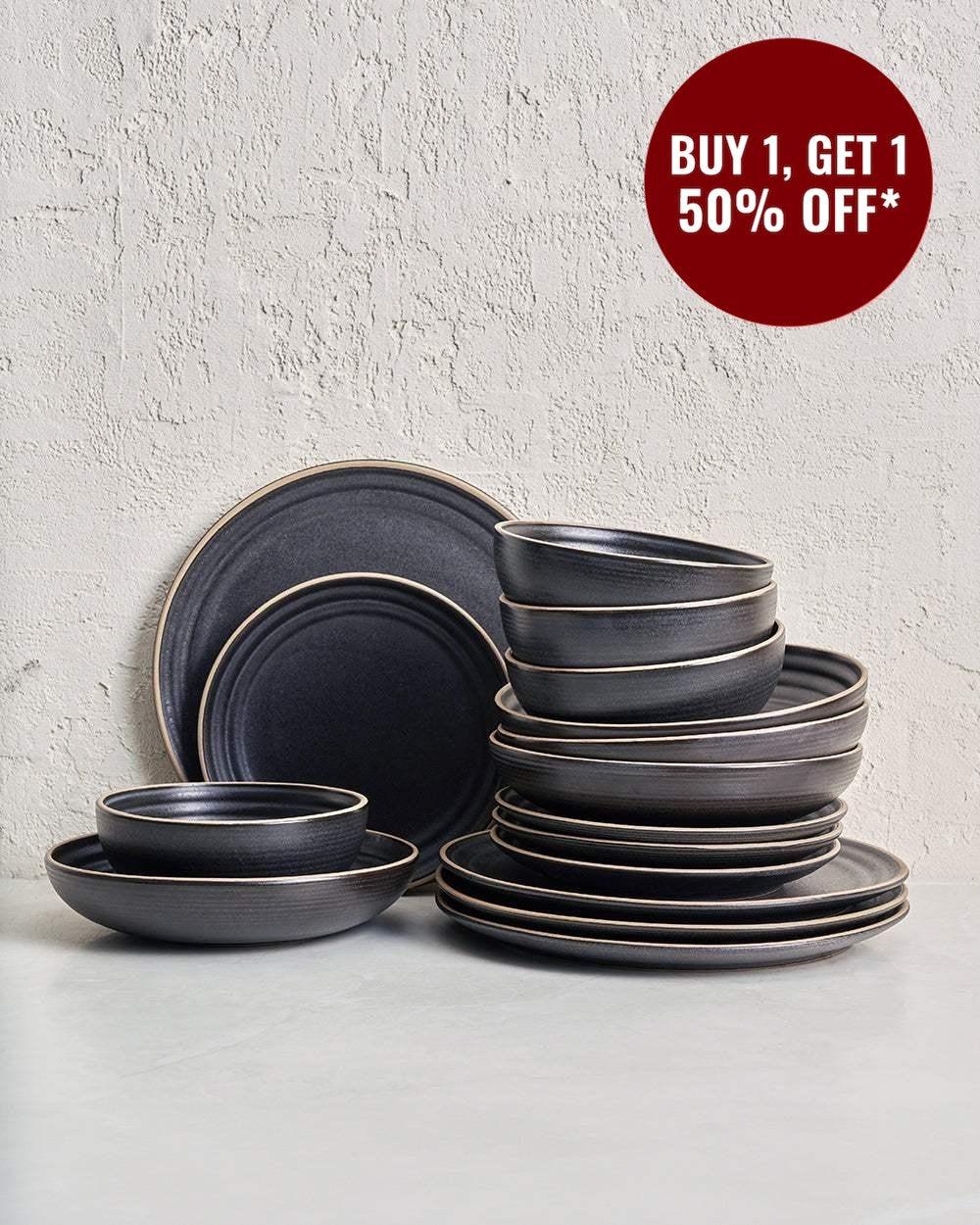 Anaya Charcoal Pasta Lovers' Dinnerware Set (16 Piece)