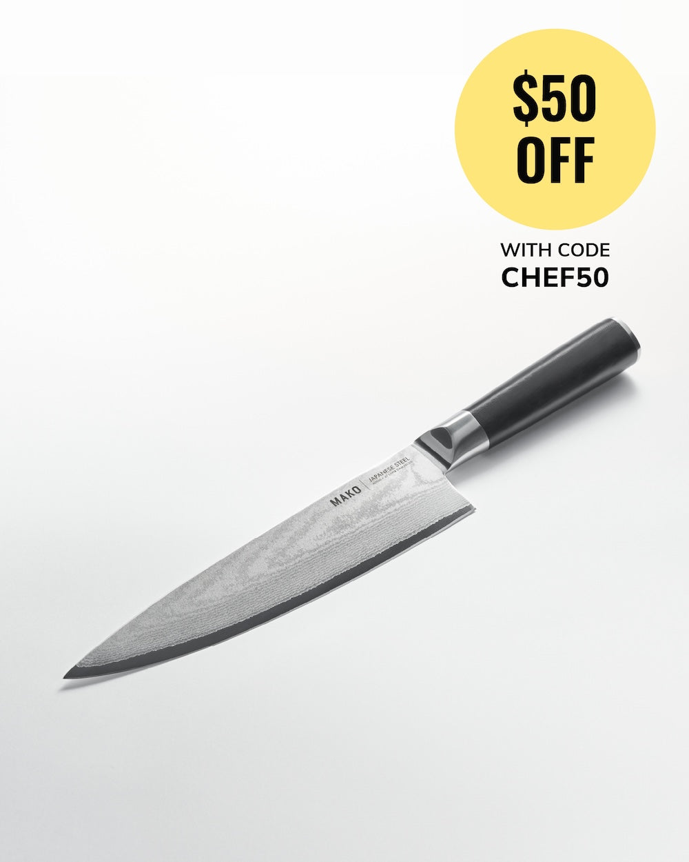 MAKO Japanese Steel Black 8″ Chef Knife - CookDineHost