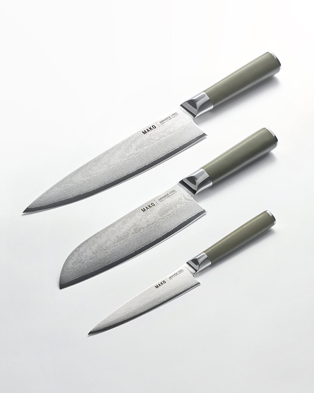 MAKO Japanese Steel Knife Set Olive Green - CookDineHost