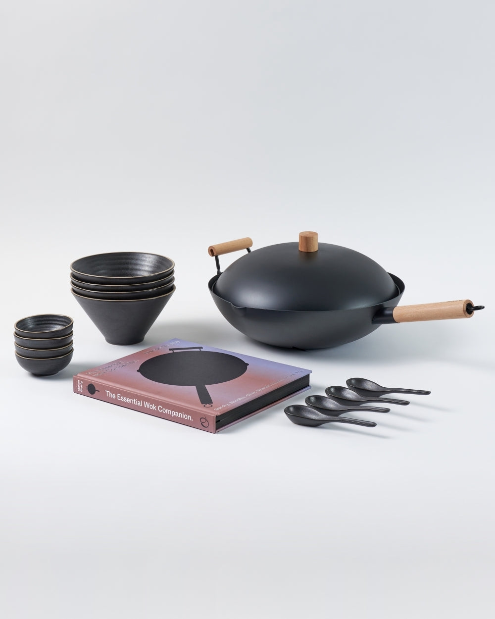 The Essential Wok and Accessories Set - Charcoal - CookDineHost