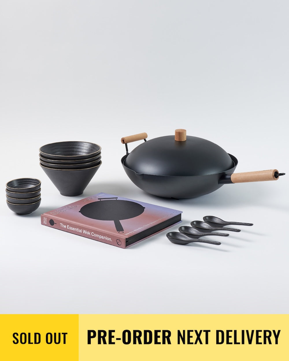 The Essential Wok and Accessories Set - Charcoal - CookDineHost