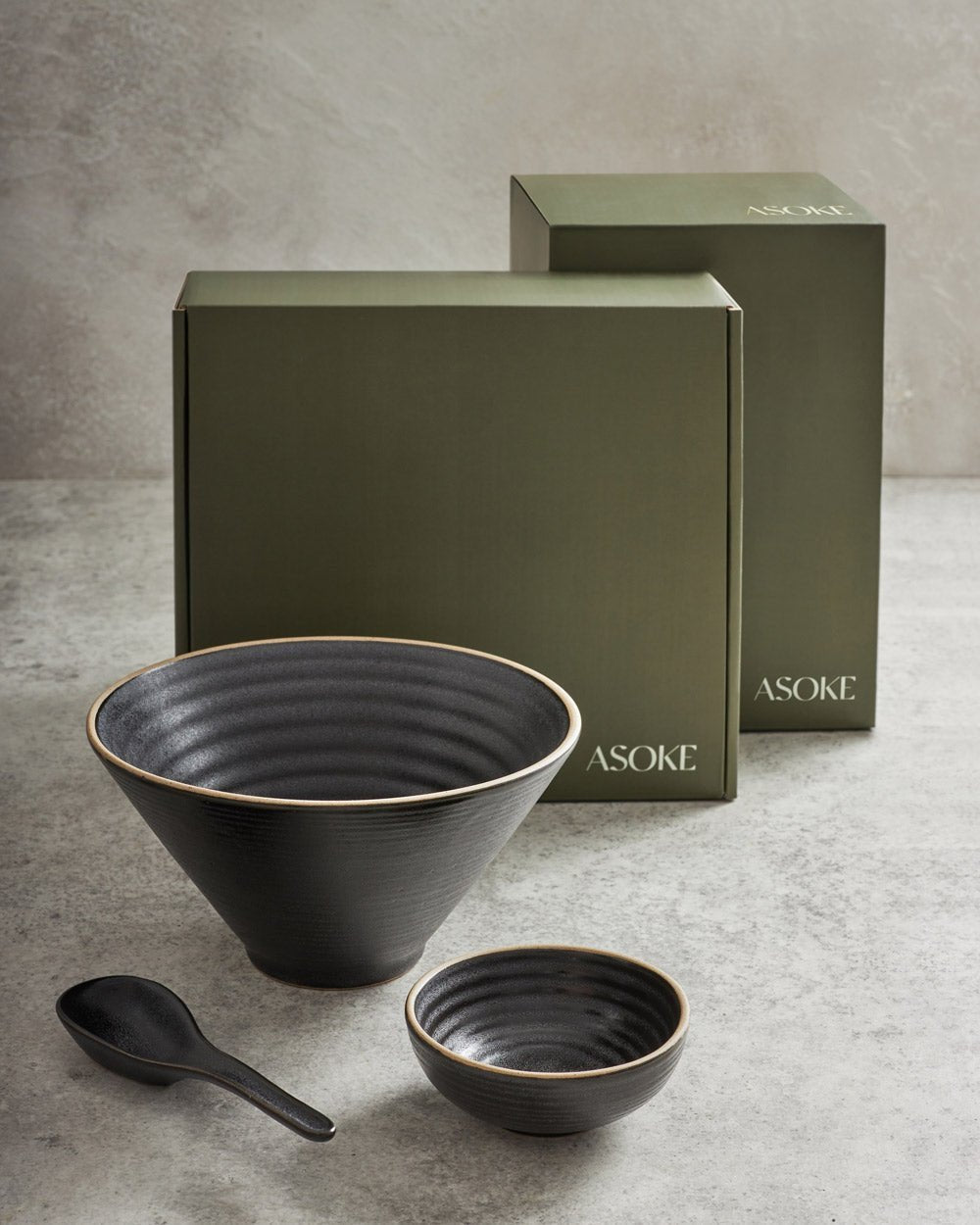 Anaya Charcoal Noodle Bowls & Accessories Set